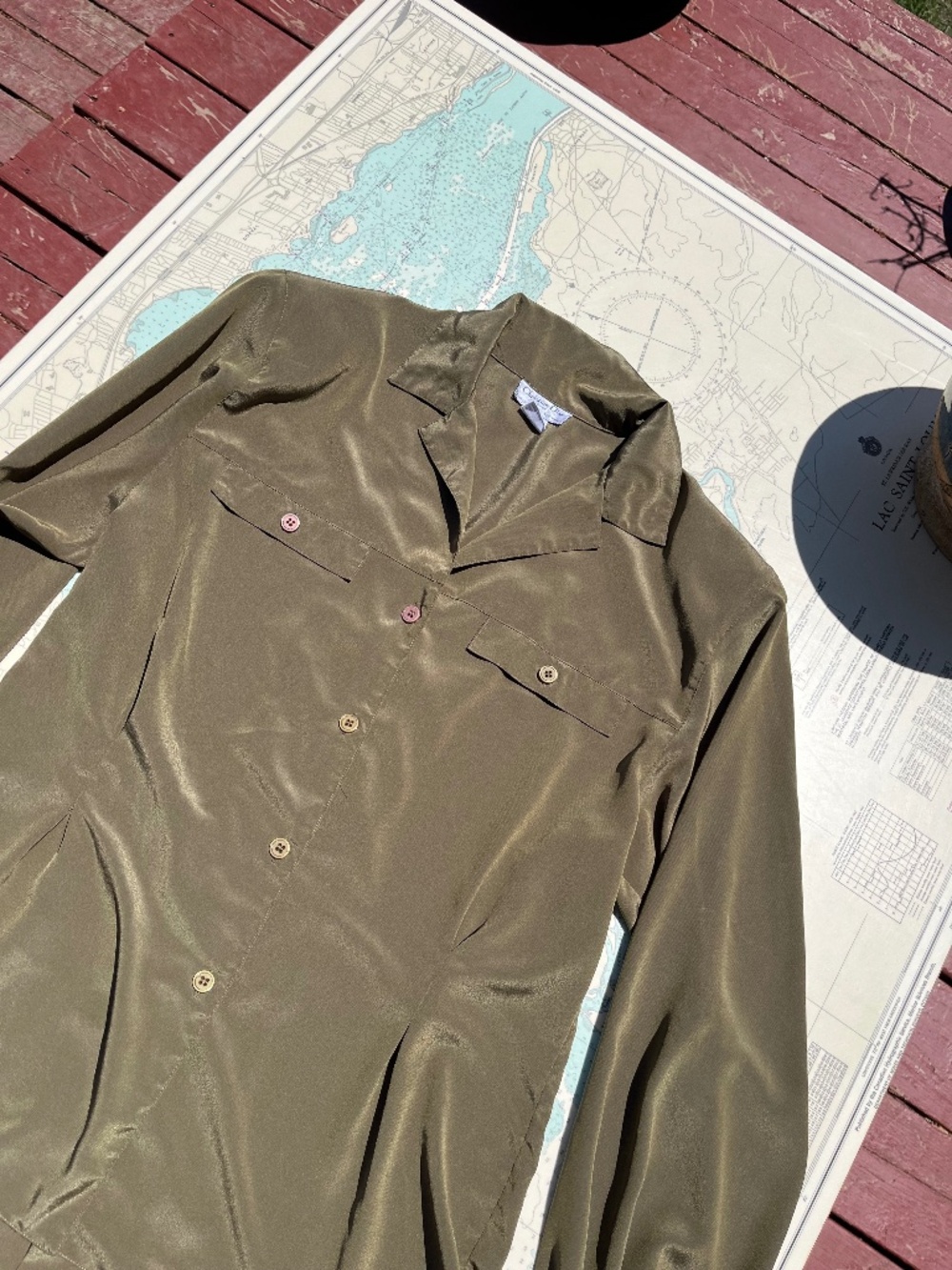 Vintage Christian Dior Olive Green Blouse
